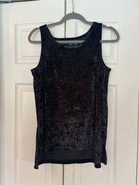 Cynthia Rowley Black Crushed Velvet Tank Top